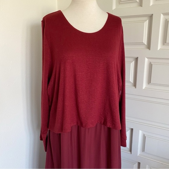 NWT Soft Surroundings Cassie Dress Long Maxi Chiffon Cabernet Size XL 1X 2X 3X - Picture 2 of 16